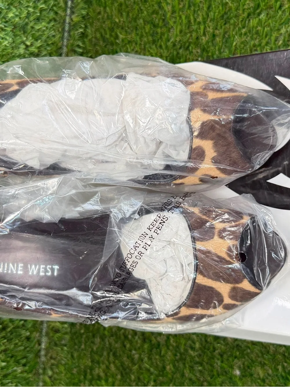 Nine West Liattris Leopard Giraffe Calf Hair Peep Toe Pumps Heels Shoes Box 6.5M